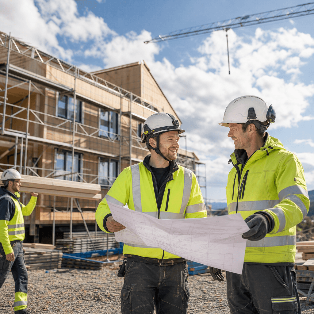Norsk byggeplass i dagslys